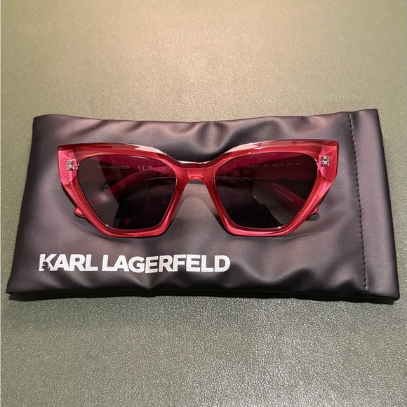 NEW Karl Lagerfeld Women's Sunglasses Red Plastic Cat Eye Full Rim Frame KL6145S - Picture 2 of 6